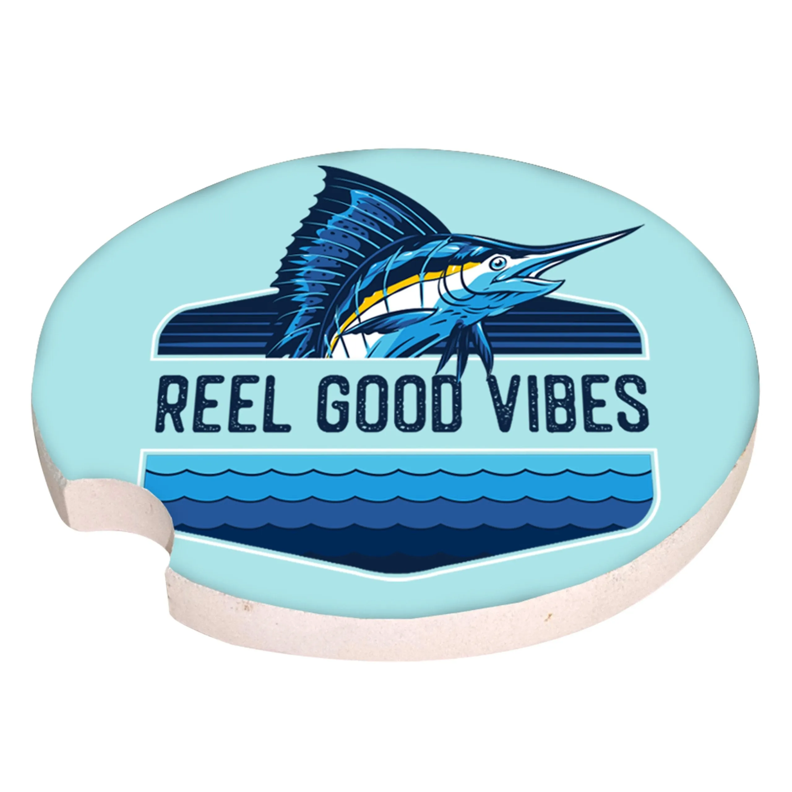 Ceramic Car Coaster - Reel Good Vibes