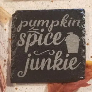 Coaster set, Autumn sayings, set of 4 engraved slate coasters with different sayings, Happy fall y'all, pumpkin spice, fall colors, falling leaves