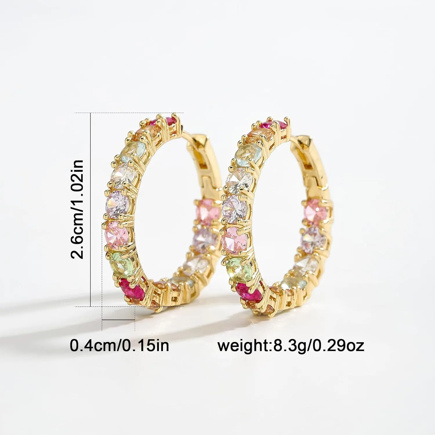 Colorful Hoop Earrings, Sparkly Crystal Cubic Zirconia Hoop Earrings for Women Hypoallergenic Small Hoop Earrings for Birthday Jewelry