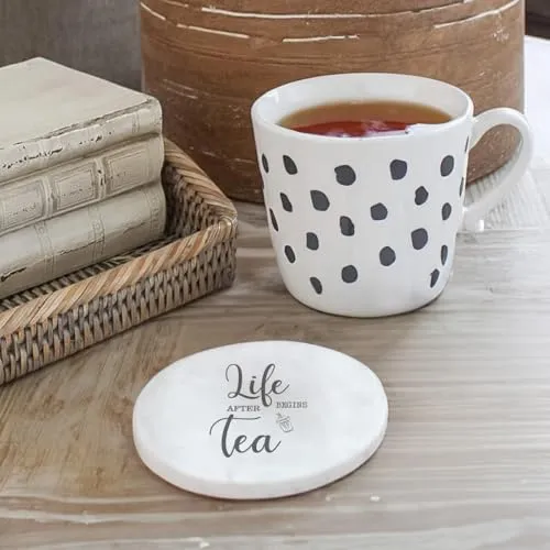 CRAFTSLANE Premium Handmade Marble Quotes Coaster for Tea | Dining Table Decor Accessories | Round Shape | Use for Outdoors, Indoors, Home, Patio and Cocktail Parties | Tabletop Protection