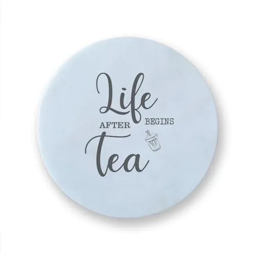 CRAFTSLANE Premium Handmade Marble Quotes Coaster for Tea | Dining Table Decor Accessories | Round Shape | Use for Outdoors, Indoors, Home, Patio and Cocktail Parties | Tabletop Protection