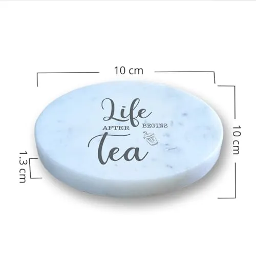 CRAFTSLANE Premium Handmade Marble Quotes Coaster for Tea | Dining Table Decor Accessories | Round Shape | Use for Outdoors, Indoors, Home, Patio and Cocktail Parties | Tabletop Protection