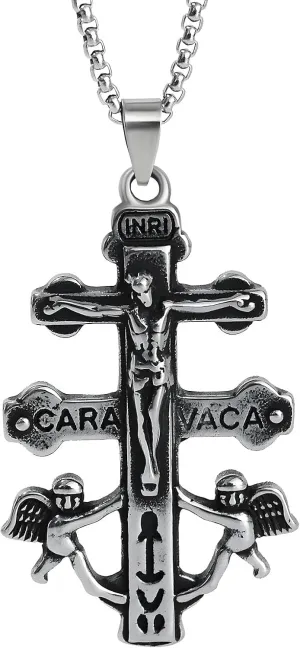 Cross Necklace for Men Stainless Steel Celtic/Orthodox/Armor of God Shield Viking Cross Pendant Crucifix Necklace Faith Christian Religious Jewelry for Him