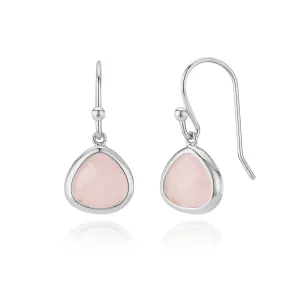 Crystal Glass Silver Plated Drop Earrings (Pink Opal)
