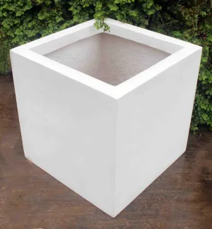 Cubical Garden White Fiber Planter