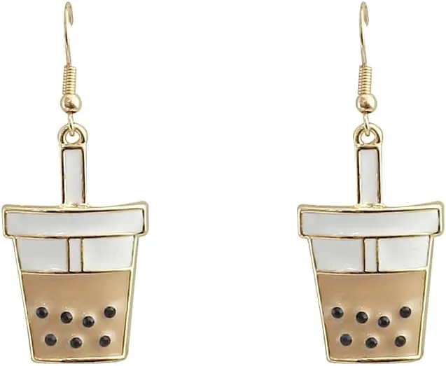 Cute Novelty Dessert Drop Dangle Earrings for Women  Ice Cream, Ice Cream Cone, Doughnut, Boba Bubble Tea, Cupcake  For Foodies - Food Lovers Fashion - Beautiful Pastel Colors  Gold Plated  with Gift Box Included