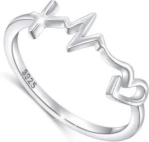 DAOCHONG S925 Sterling Silver Cross Faith Hope Love Ring for Women Christian Jewelry Gifts (sterling-silver style 1, 6)
