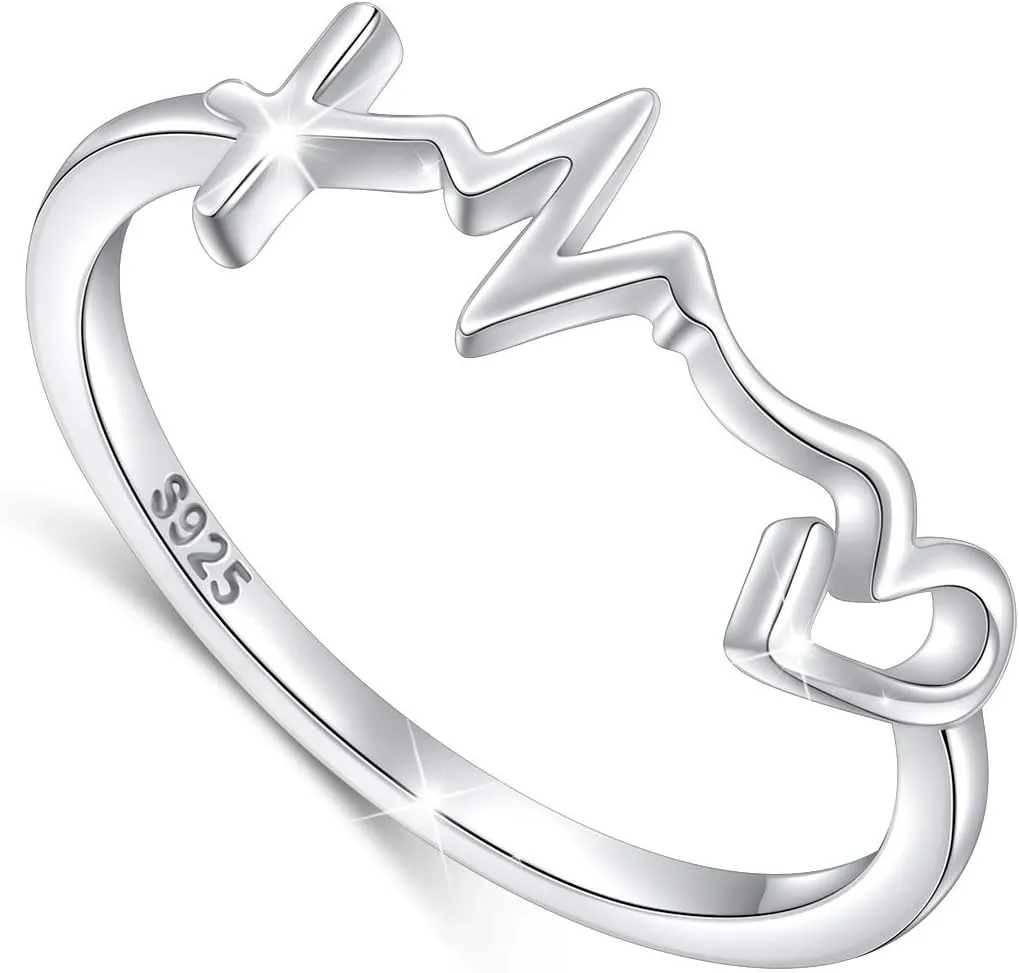 DAOCHONG S925 Sterling Silver Cross Faith Hope Love Ring for Women Christian Jewelry Gifts (sterling-silver style 1, 6)