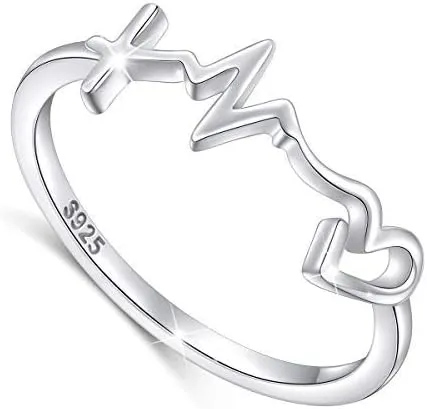 DAOCHONG S925 Sterling Silver Faith Hope Love Ring for Women Cross Christian Jewelry Gifts (sterling-silver style 1, 9)