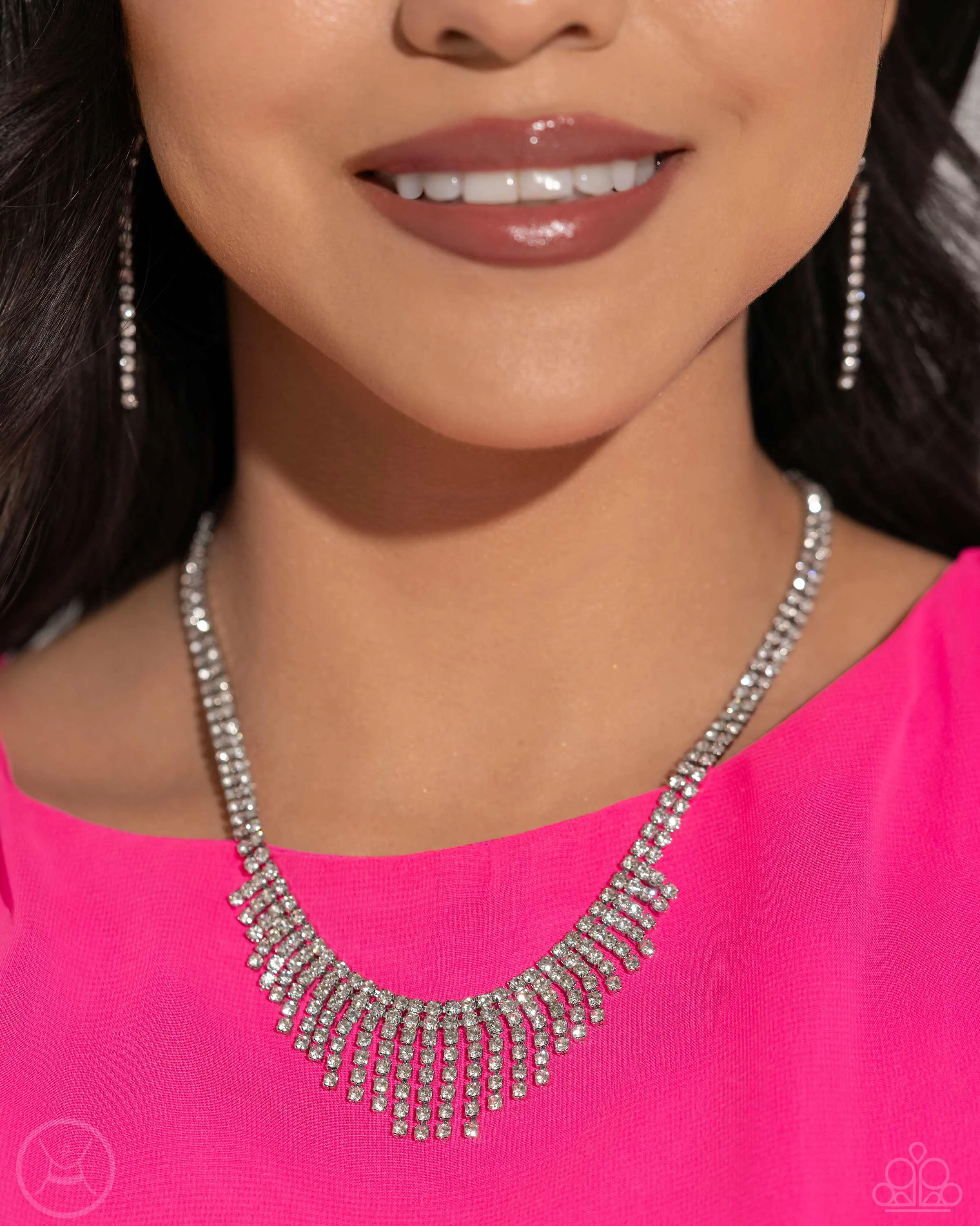 Daring Decadence - White Necklace - Paparazzi Accessories