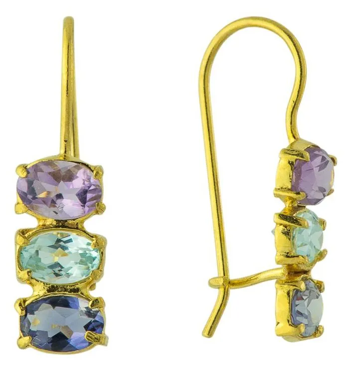 Diana Daring Amethyst, Topaz and Iolite Earrings
