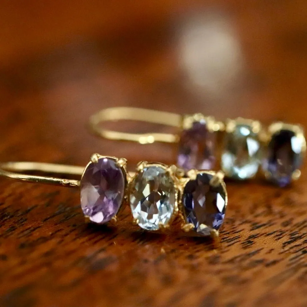Diana Daring Amethyst, Topaz and Iolite Earrings
