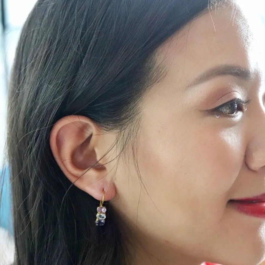 Diana Daring Amethyst, Topaz and Iolite Earrings