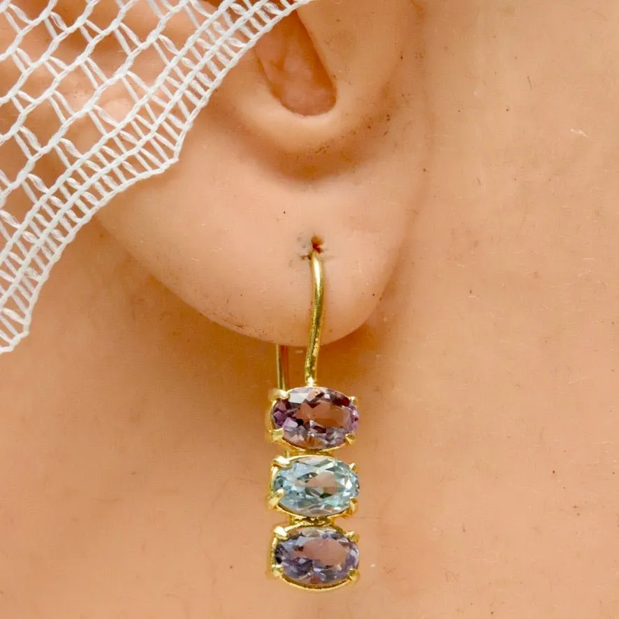 Diana Daring Amethyst, Topaz and Iolite Earrings