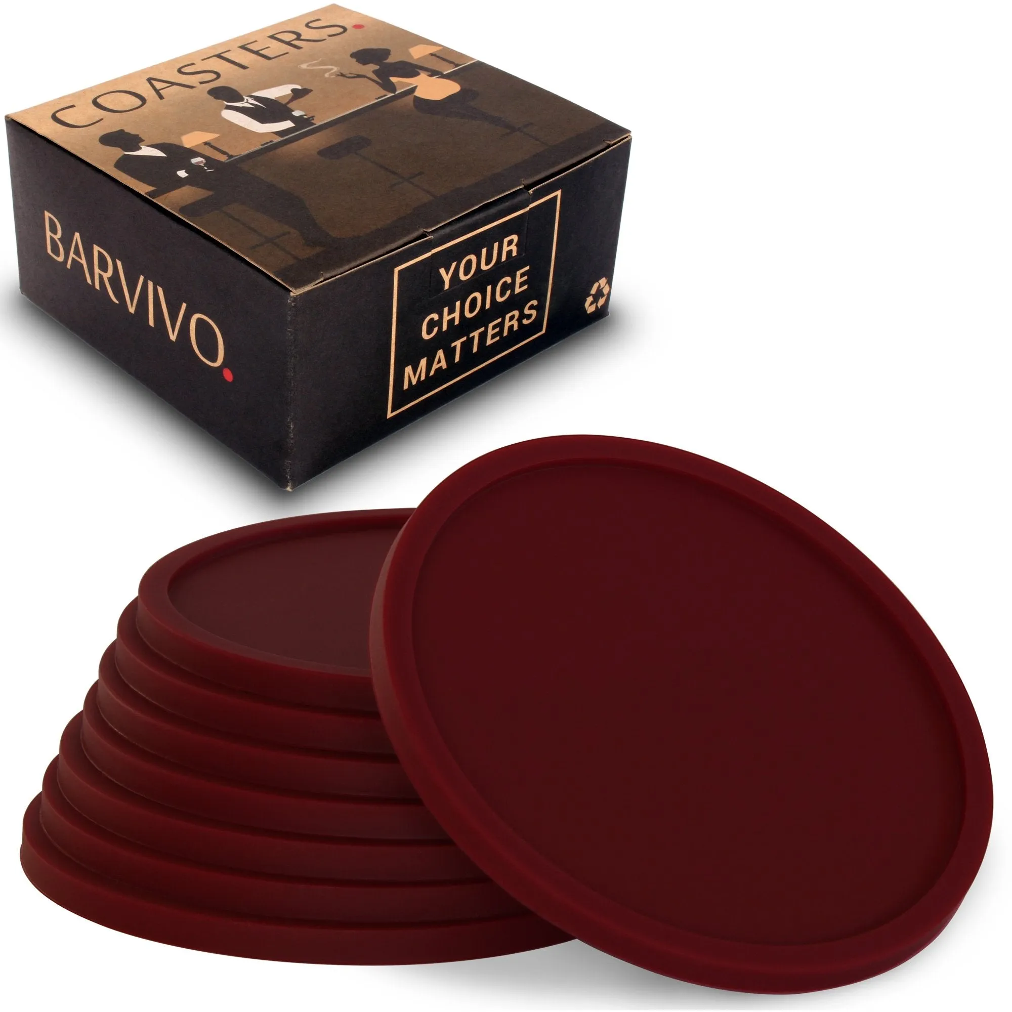Drink Coasters By  Set Of 8 - Tabletop Protection For Any Table Type, Wood