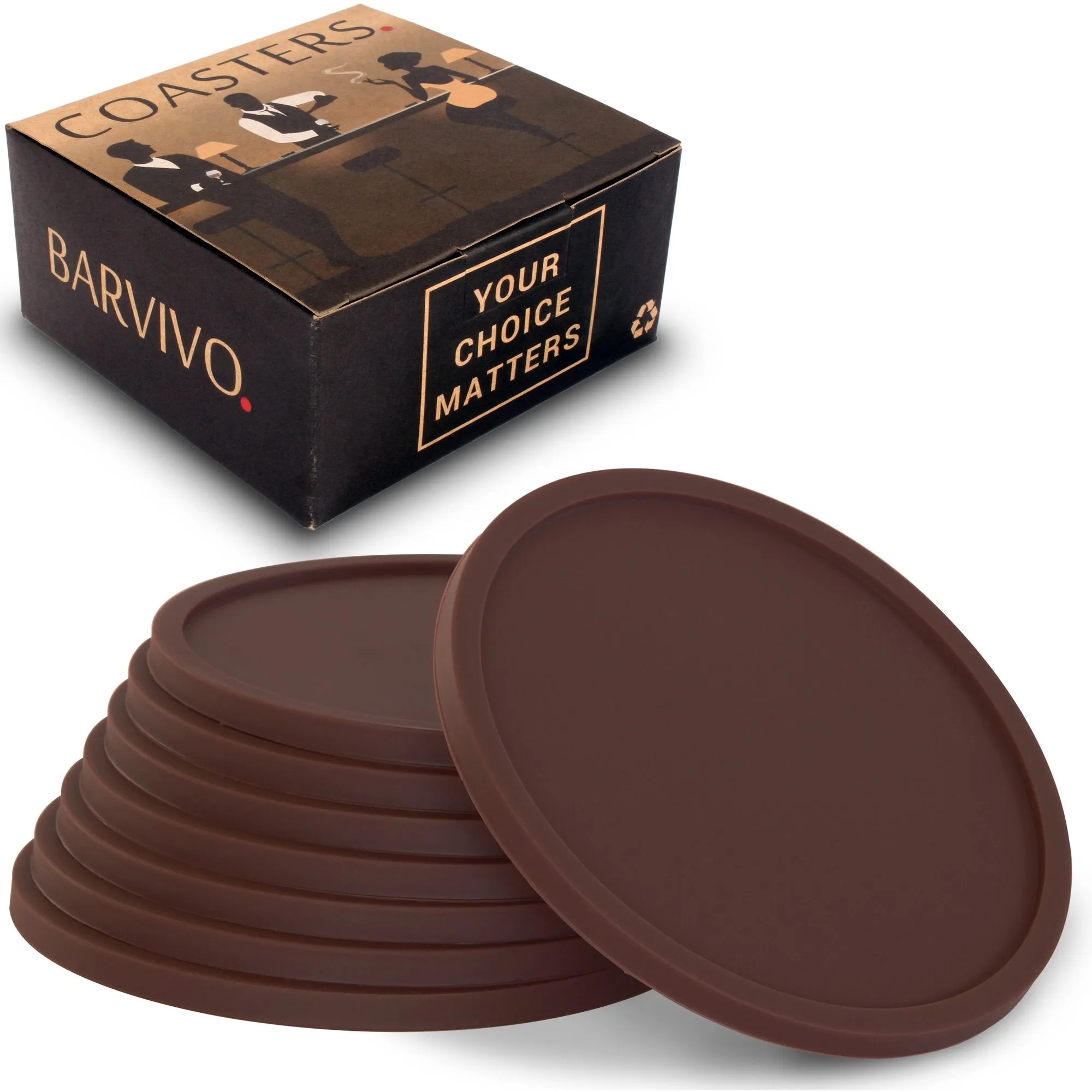 Drink Coasters By  Set Of 8 - Tabletop Protection For Any Table Type, Wood