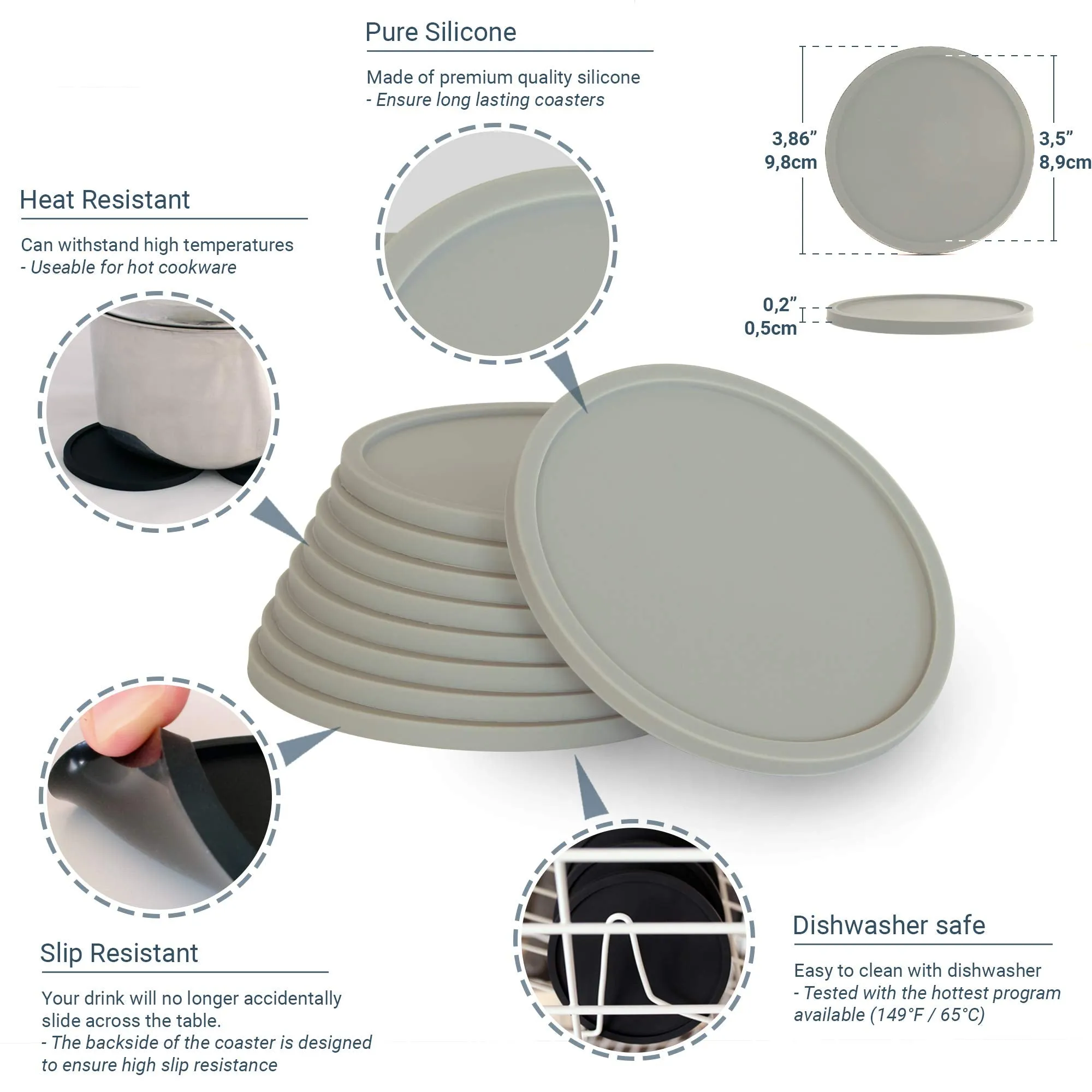 Drink Coasters By  Set Of 8 - Tabletop Protection For Any Table Type, Wood