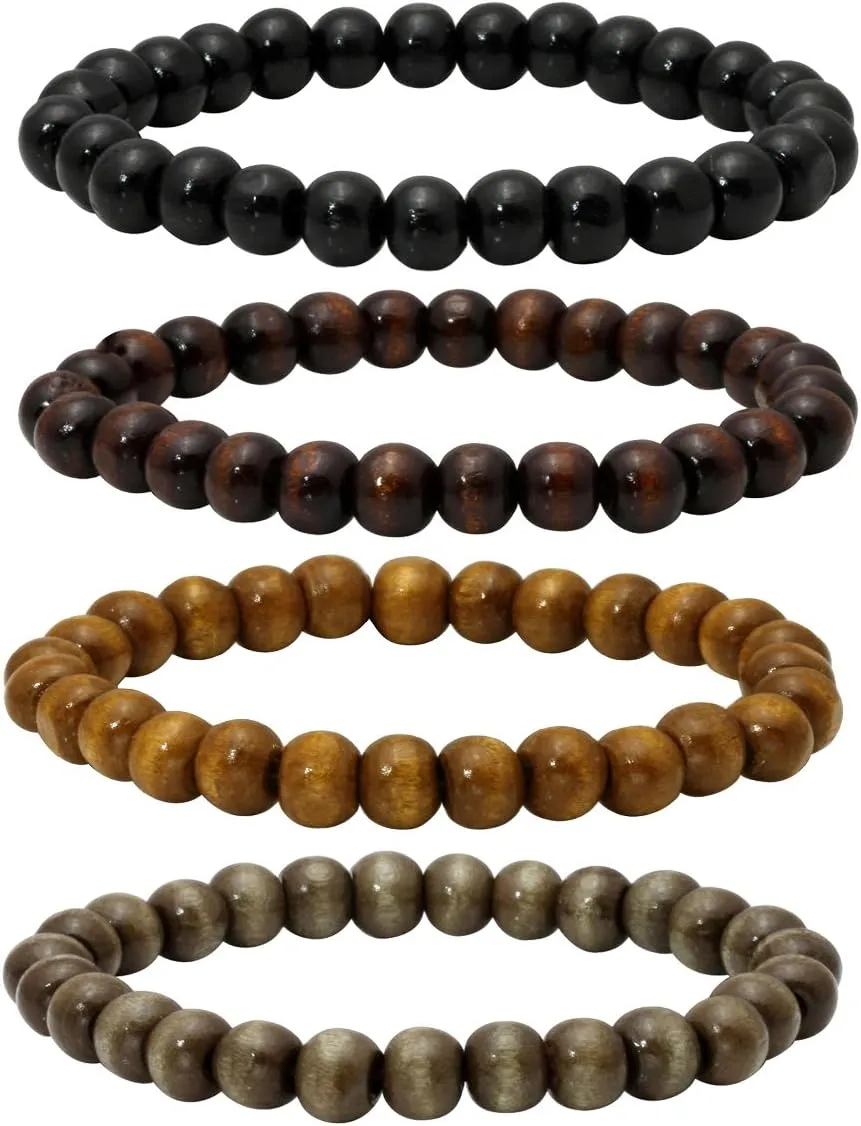 Eigso 6-8mm Wood Beads Bracelet Prayer Beads for Meditation Buddha Tibetan Bracelet for Men and Women