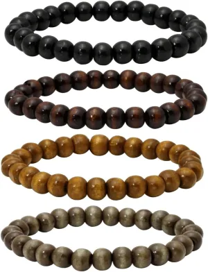 Eigso 6-8mm Wood Beads Bracelet Prayer Beads for Meditation Buddha Tibetan Bracelet for Men and Women
