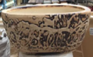 Fancy Brown and Cream Ceramic Planter with Drainage Hole | Modern Decor for Home and Office