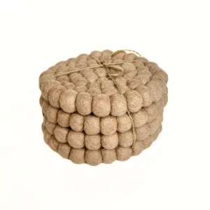 Felt Ball Coasters Driftwood - Set of 4