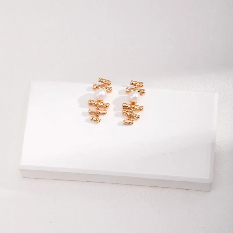 Fiber Twig Gold Vermeil Stud Earrings