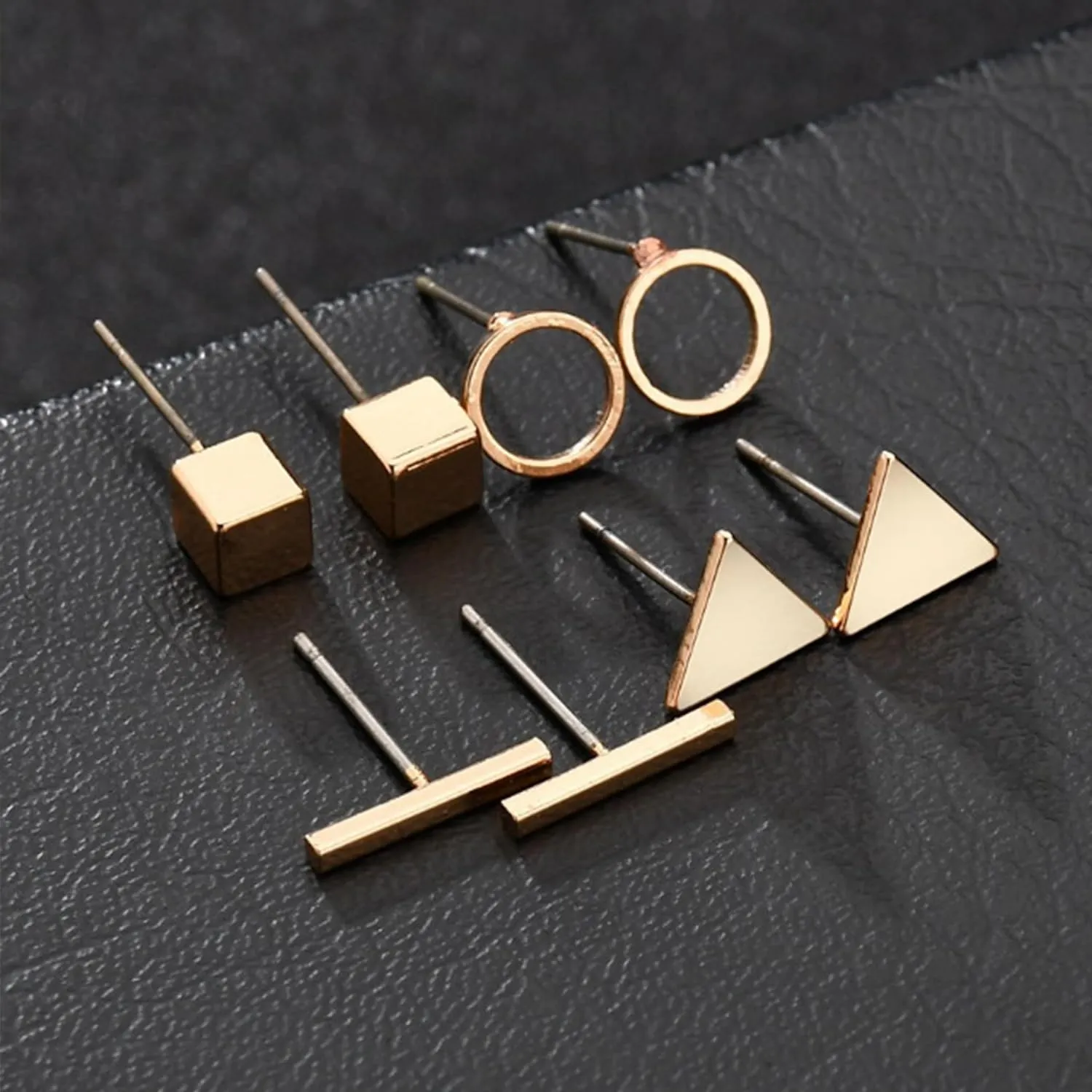 Flat Back Stud Earrings for Women Simple Tiny Circle Triangle Square Bar Stud Earrings Mini Cartilage Tragus Earring Jewelry Gifts
