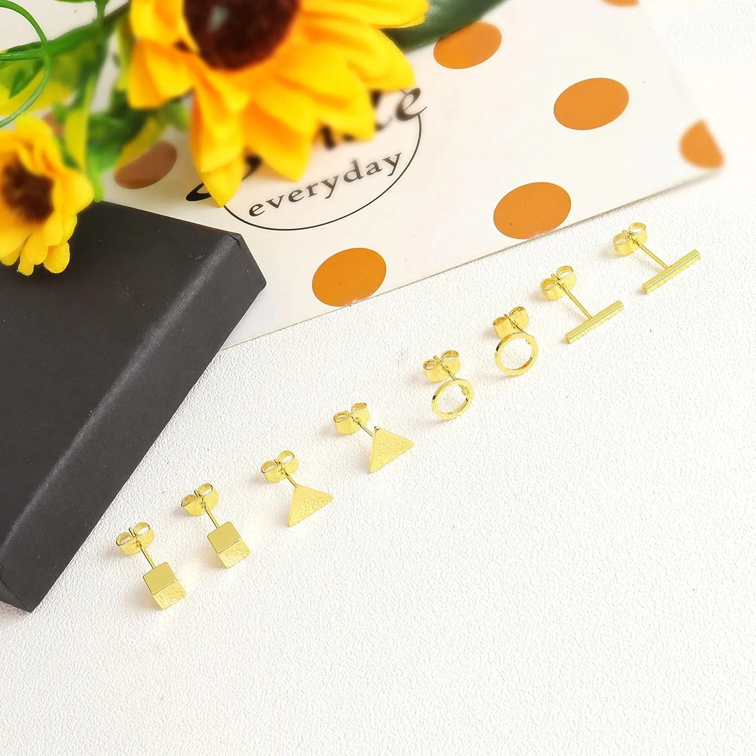 Flat Back Stud Earrings for Women Simple Tiny Circle Triangle Square Bar Stud Earrings Mini Cartilage Tragus Earring Jewelry Gifts