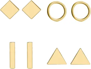 Flat Back Stud Earrings for Women Simple Tiny Circle Triangle Square Bar Stud Earrings Mini Cartilage Tragus Earring Jewelry Gifts