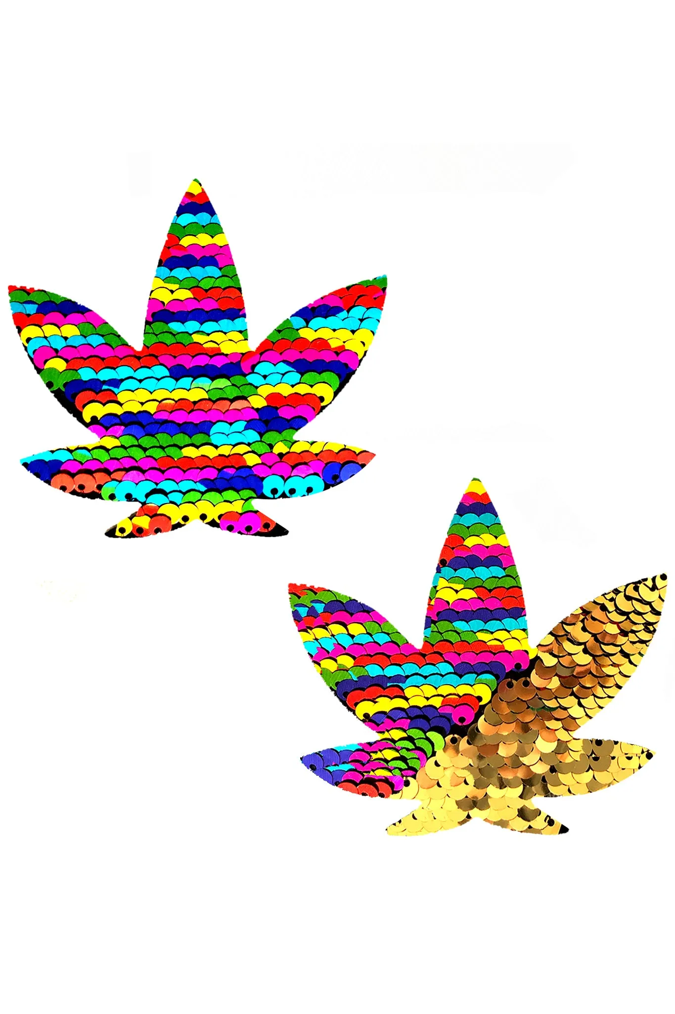Funfetti Multicolor Sequins to Gold  Weed Leaf Pasties