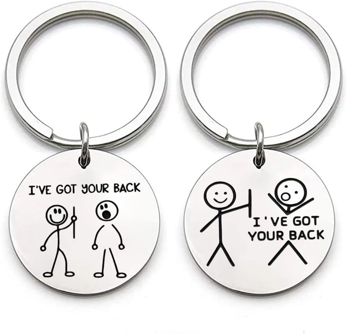 Fuqimanman2020 Funny Keychain for Women Men-I Got Your Back Stick Figures Key Ring, Cute Small Gifts for Friends Bestie
