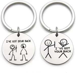 Fuqimanman2020 Funny Keychain for Women Men-I Got Your Back Stick Figures Key Ring, Cute Small Gifts for Friends Bestie
