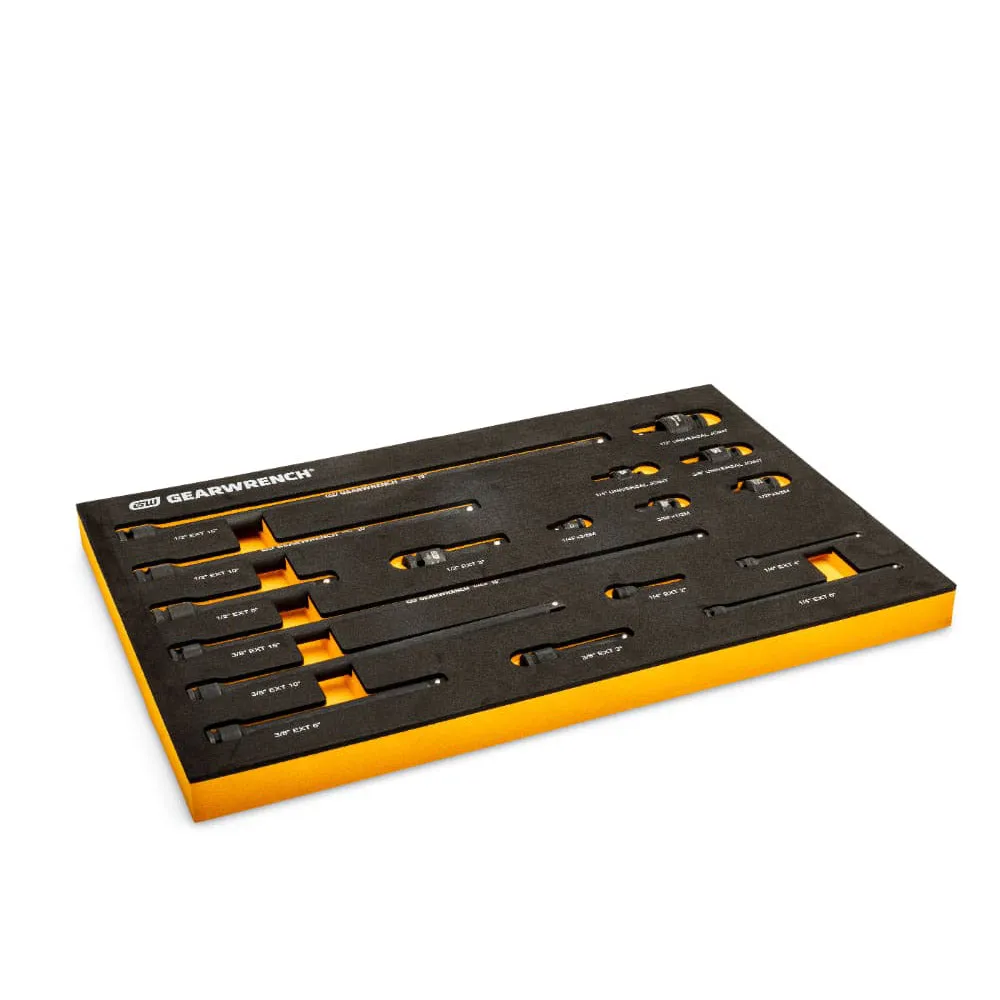 GearWrench 86524 17 pc. 1/4", 3/8", 1/2" Impact Drive Tool Accessories Set with EVA Foam Tray