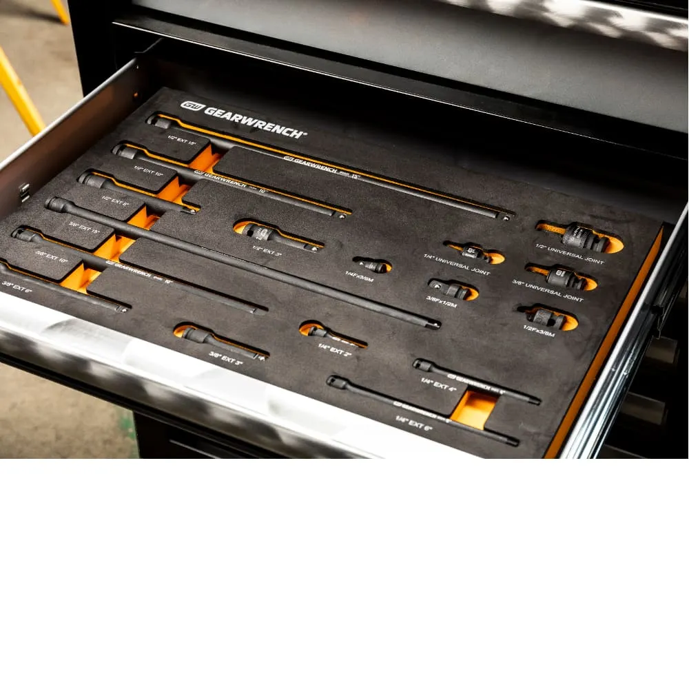 GearWrench 86524 17 pc. 1/4", 3/8", 1/2" Impact Drive Tool Accessories Set with EVA Foam Tray