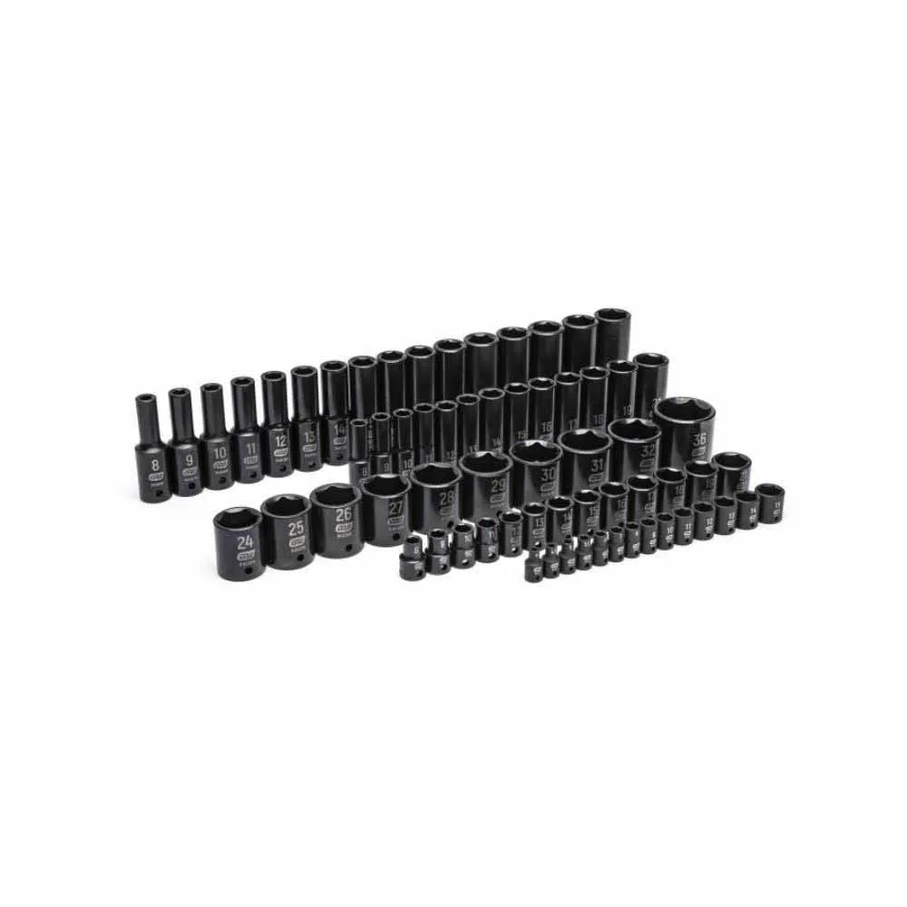 Gearwrench GWMSISKMM 66 Pc. 1/4”, 3/8”, 1/2” Drive 6 Point Metric Impact Socket Set in Foam Storage Tray