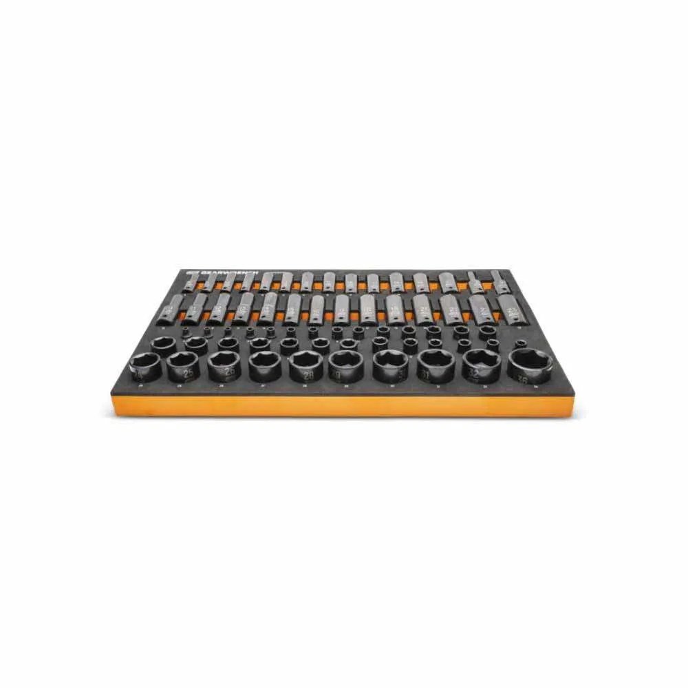 Gearwrench GWMSISKMM 66 Pc. 1/4”, 3/8”, 1/2” Drive 6 Point Metric Impact Socket Set in Foam Storage Tray