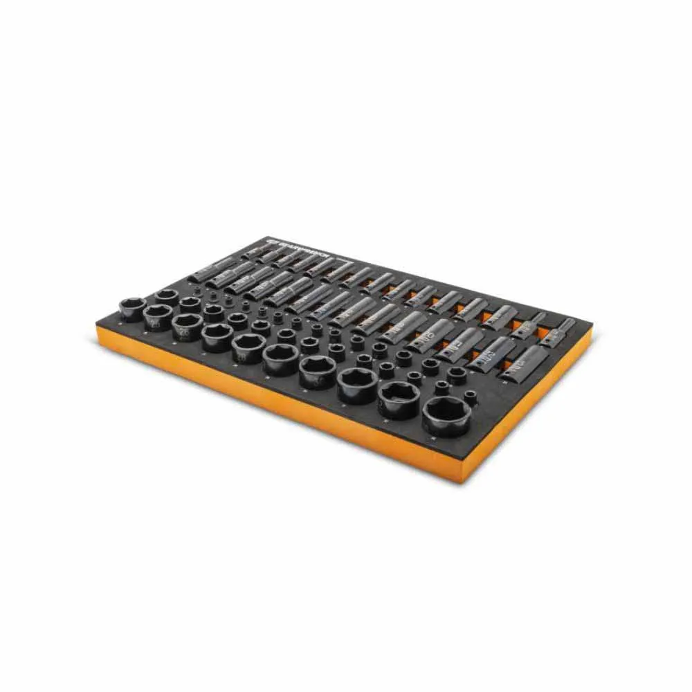 Gearwrench GWMSISKMM 66 Pc. 1/4”, 3/8”, 1/2” Drive 6 Point Metric Impact Socket Set in Foam Storage Tray
