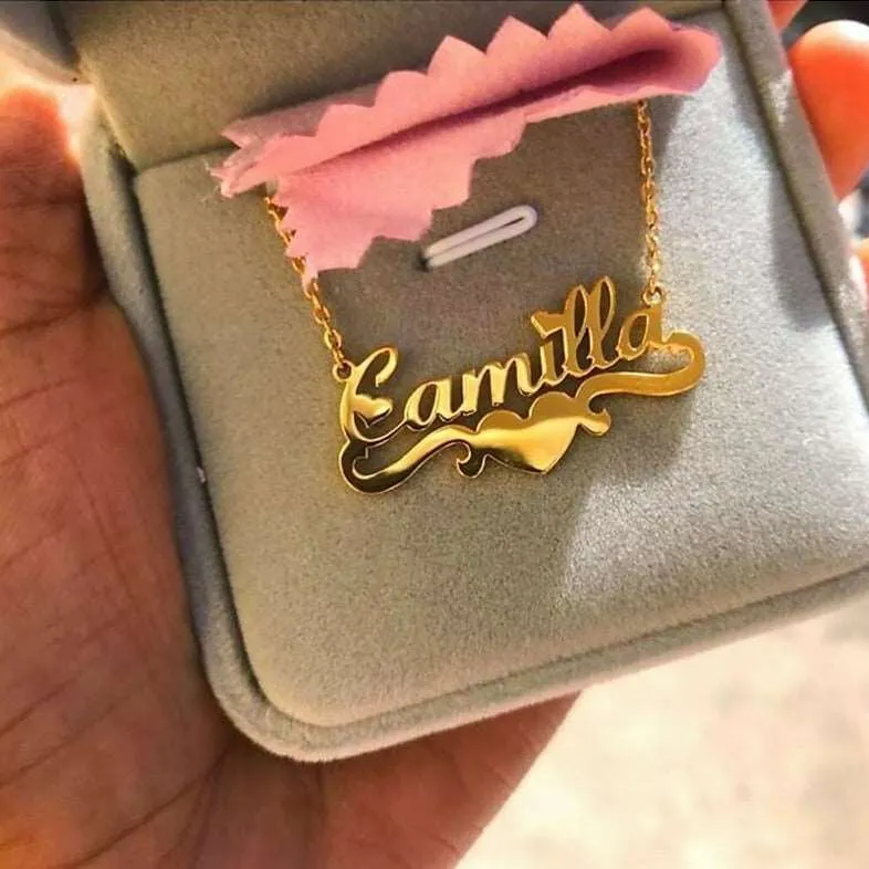 Geometric Heart Name Necklace