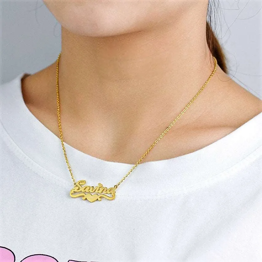 Geometric Heart Name Necklace