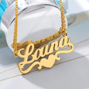 Geometric Heart Name Necklace