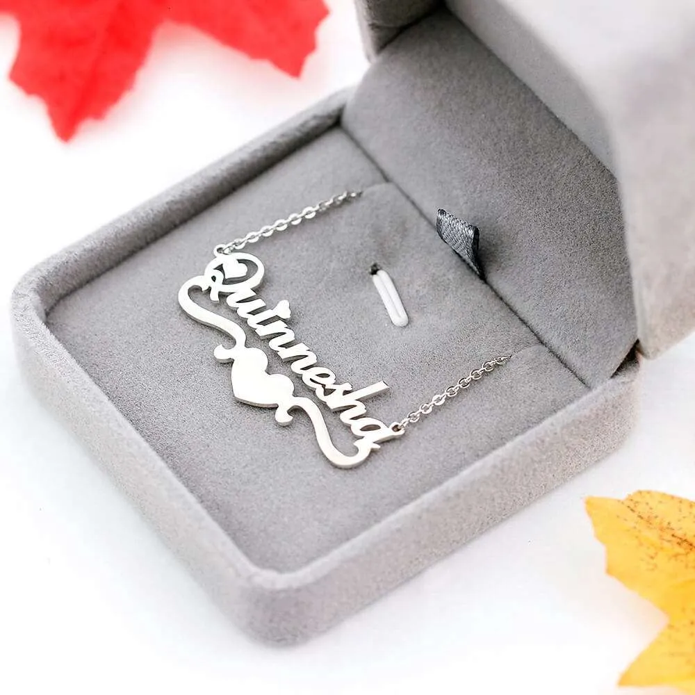 Geometric Heart Name Necklace