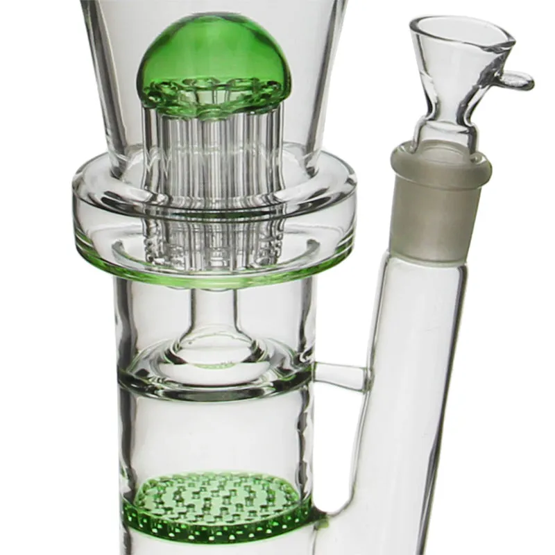 Glass Bong with 2 chambers and coloured glass accents