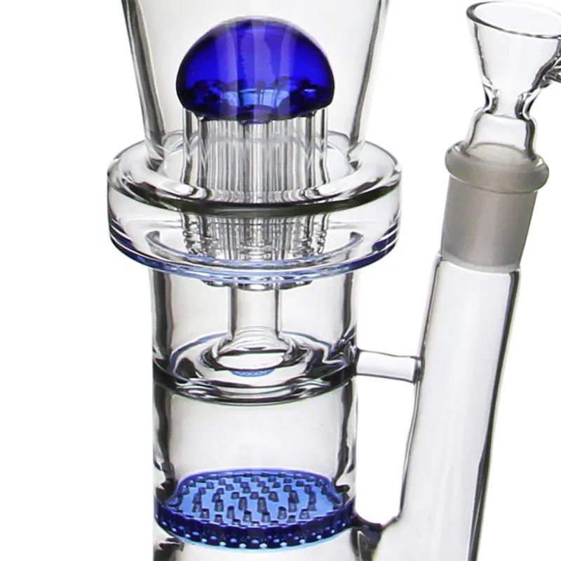Glass Bong with 2 chambers and coloured glass accents