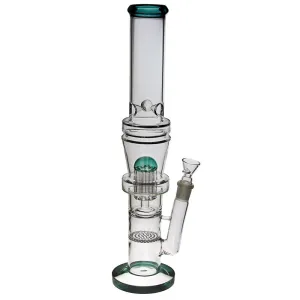 Glass Bong with 2 chambers and coloured glass accents