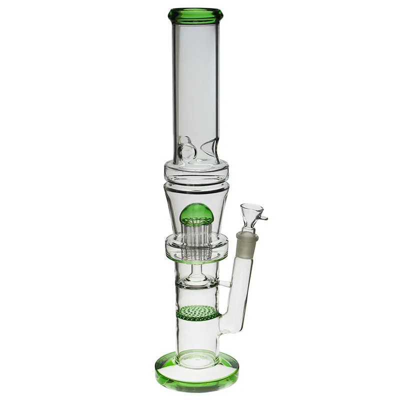 Glass Bong with 2 chambers and coloured glass accents
