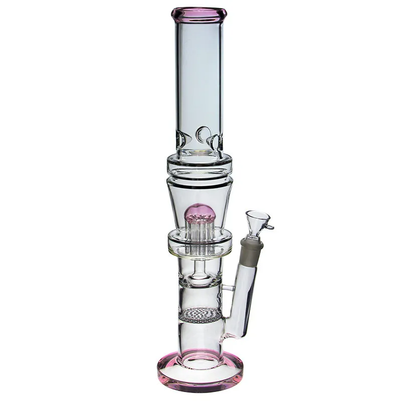 Glass Bong with 2 chambers and coloured glass accents