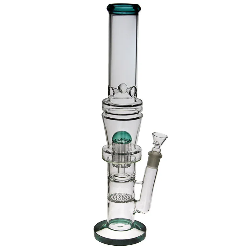 Glass Bong with 2 chambers and coloured glass accents