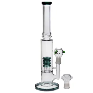 Glass Bong with two chambers, coloured glass accents and 24 slit showerhead percolator