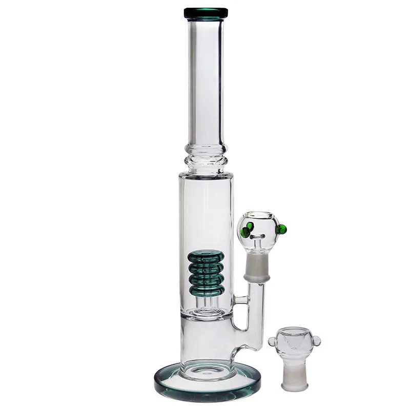 Glass Bong with two chambers, coloured glass accents and 24 slit showerhead percolator
