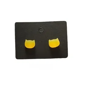 Glow in the Dark Cat Head Earrings - Orange Yellow